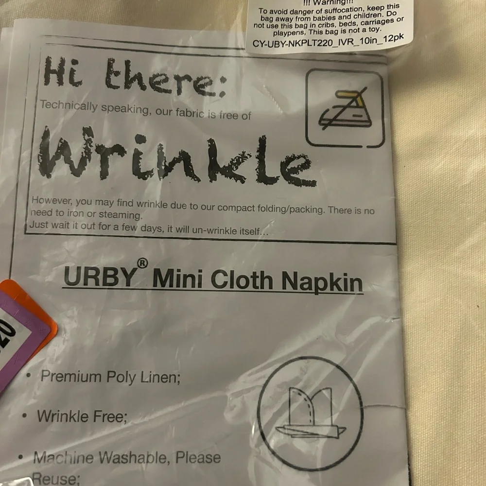 Urby Eco Hanky 10 X 10 Inches Reusable Mini Napkins Eco Friendly Size  (Cream)